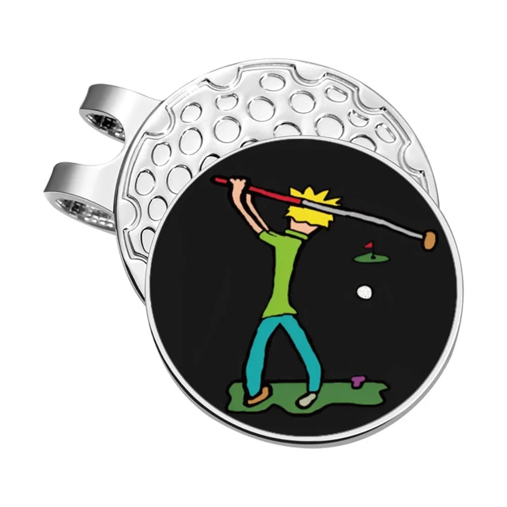 Clip Magnetici per Cappelli da Golf con Motivo Golfista, Decorativi e Trendy, Marcatore di Palla da Golf in Metallo, Clip per Cappello da Golf