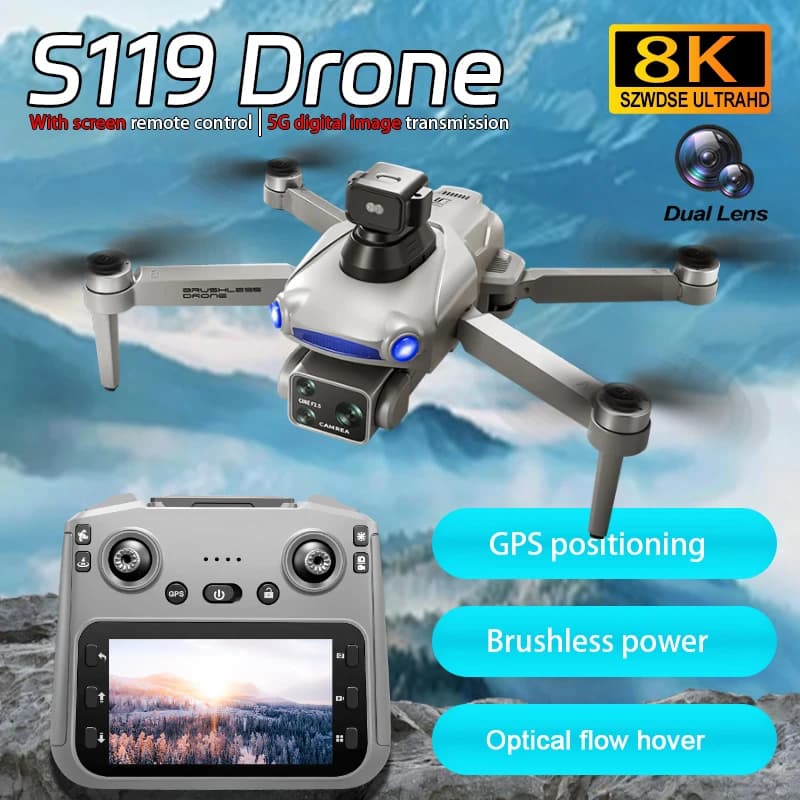 2025 NUOVO S119 GPS Drone 8K Professionale Doppia Fotocamera Dron Brushless Evitamento Ostacoli WIFI FPV Pieghevole RC Quadcopter Elicottero
