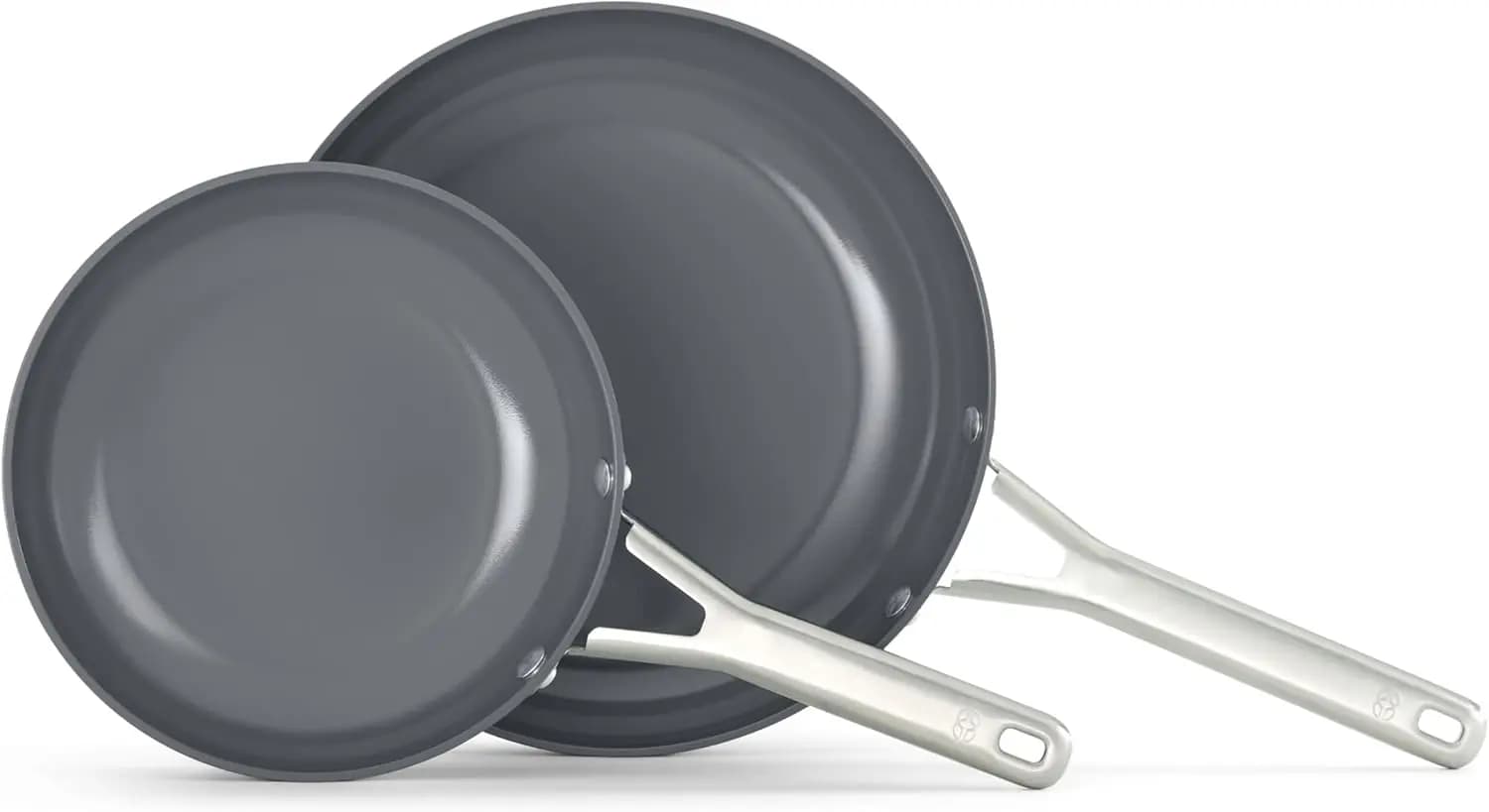 Set of 8 and 10 inch ceramic non-stick pans, Silver Ash color - Fast cleaning, suitable for oven