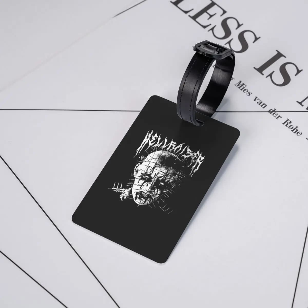 Etichette per Bagagli in Metallo Nero con Grafica a Puntina, Accessori per Valigie, Targhette per Bagaglio da Viaggio, Porta Etichette con Spazio per Nome e Indirizzo
