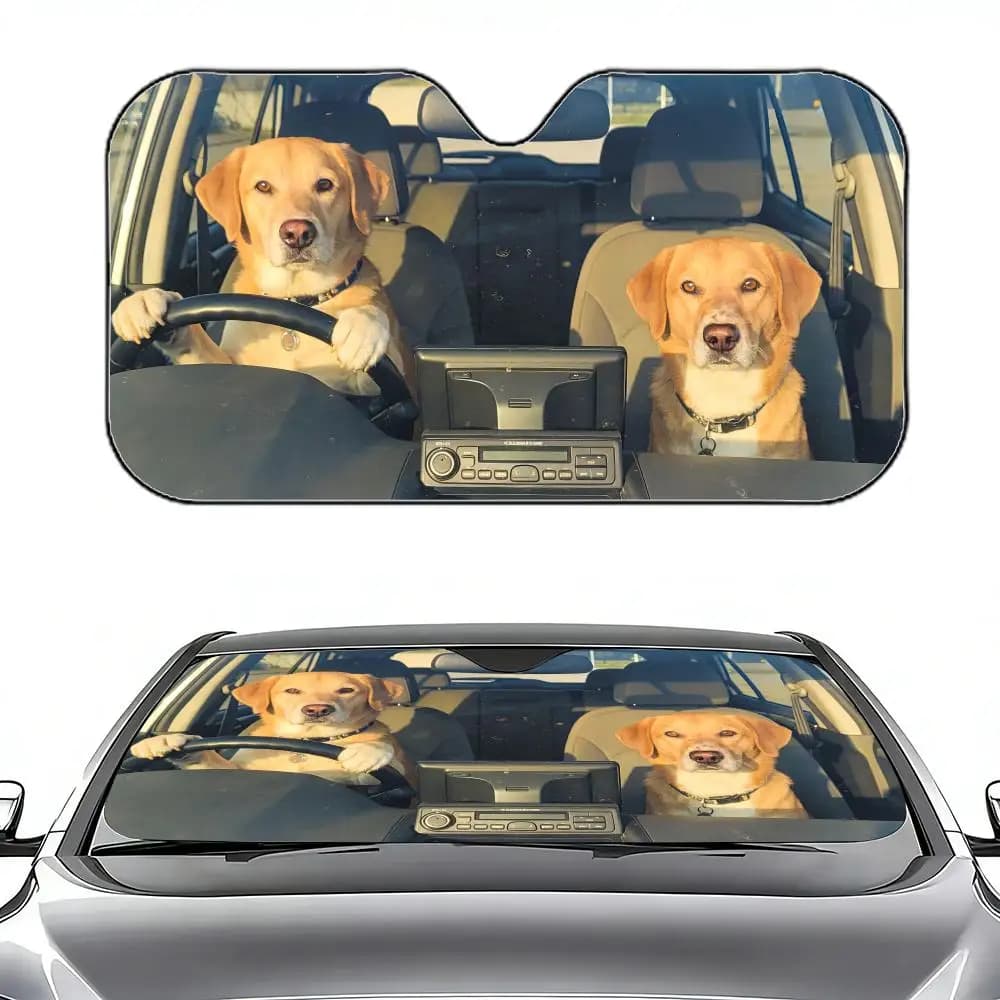 Parasole Retrattile per Auto a Forma di Cane, Protezione UV per Parabrezza e Finestrini