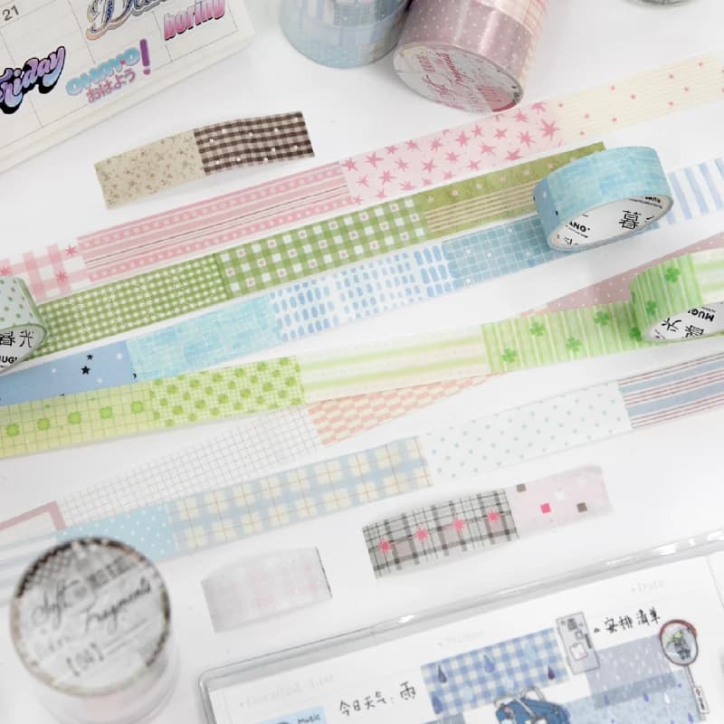 Journal GO 1.5cmx2M Collage Washi Tape Scraps of Fabric Vintage Grid Landscape Material Creative DIY Journal Card Stationery