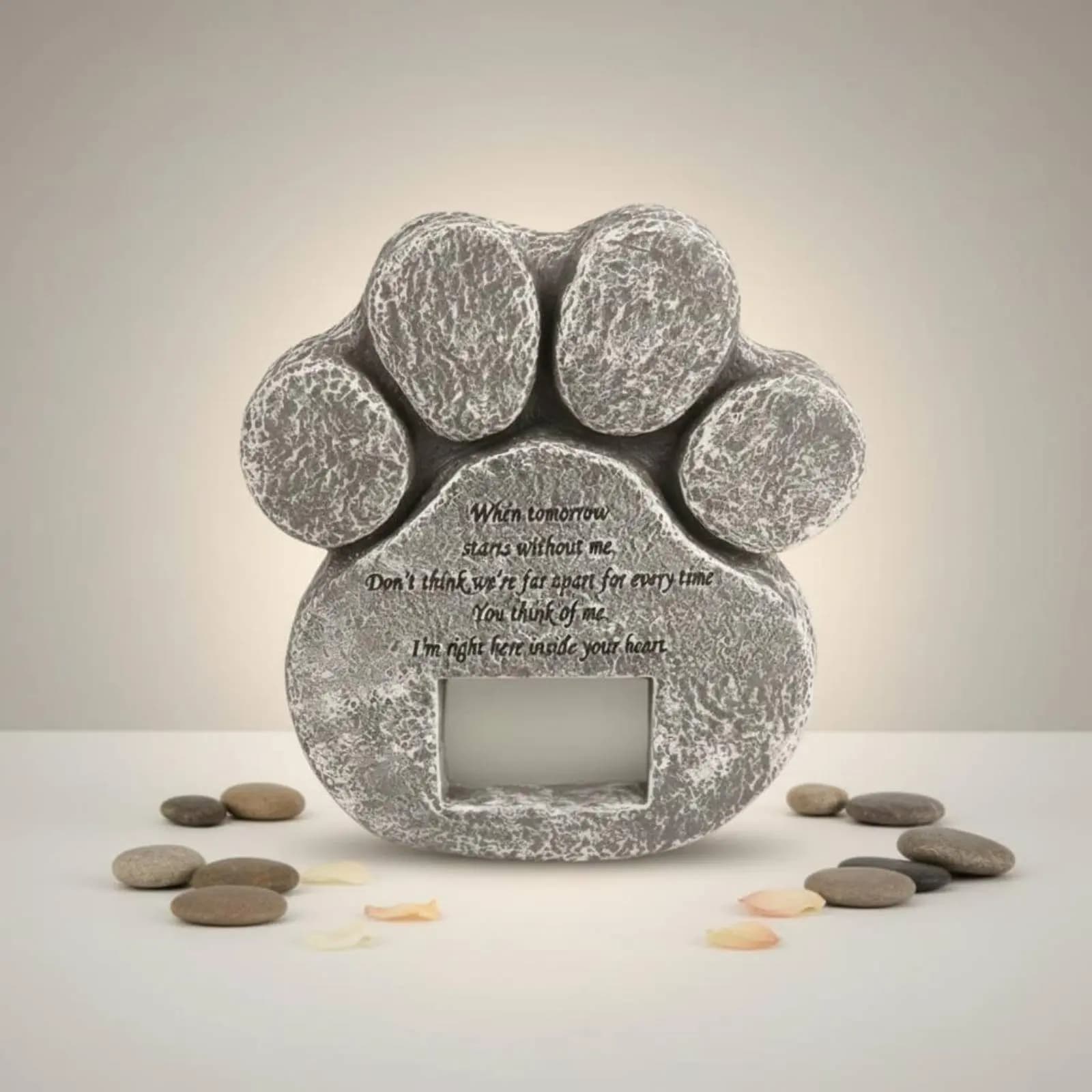 Cornice portafoto per lapide di animali domestici, da interno ed esterno, con impronta della zampa, in resina, pietra commemorativa per animali domestici, regalo di condoglianze, pietra commemorativa con impronta della zampa