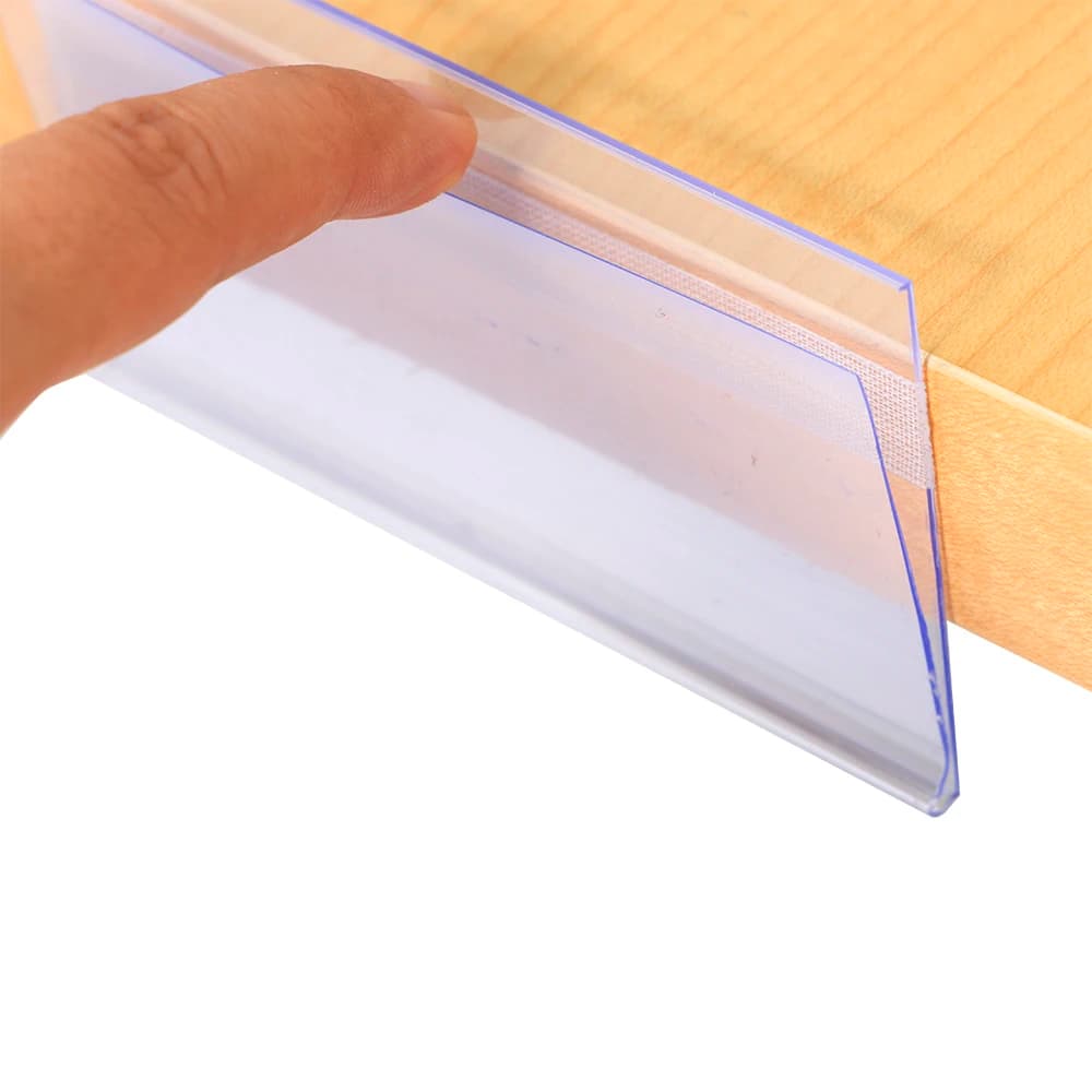 50 pz 6x10 cm PVC Cartellino del Prezzo Copertura Prezzi Titolare del Biglietto Talker Segno Etichetta Display A Scatto Merce Strisce Dati Scaffale Adesivo