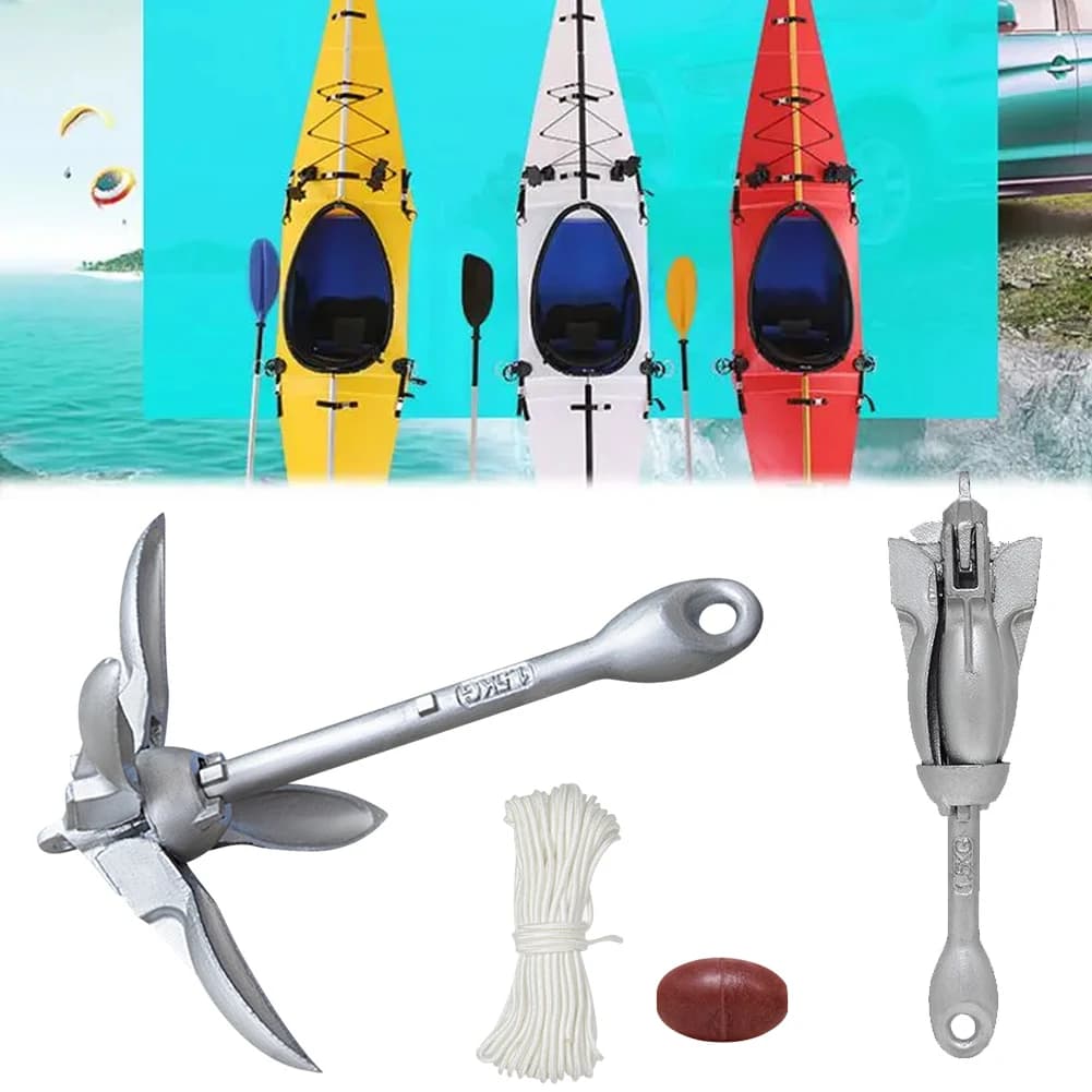 0.7/1.5KG Kayak Anchor Folding Marine Anchor with 65ft Marine Rope and Buoy for Kayak Fishing Canoes Jet Ski SUP Board