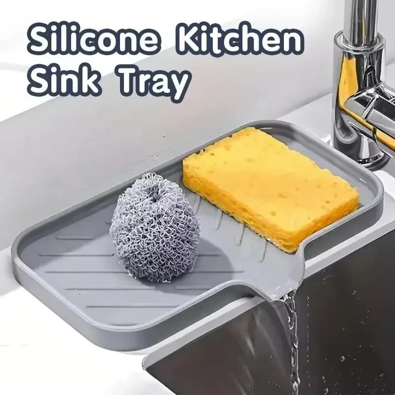 Tappetino Antispruzzi per Rubinetto da Cucina in Silicone, Protezione Antispruzzi per Lavello, Porta Spugne, Vassoio Portasapone da Piano di Lavoro per Bagno e Cucina