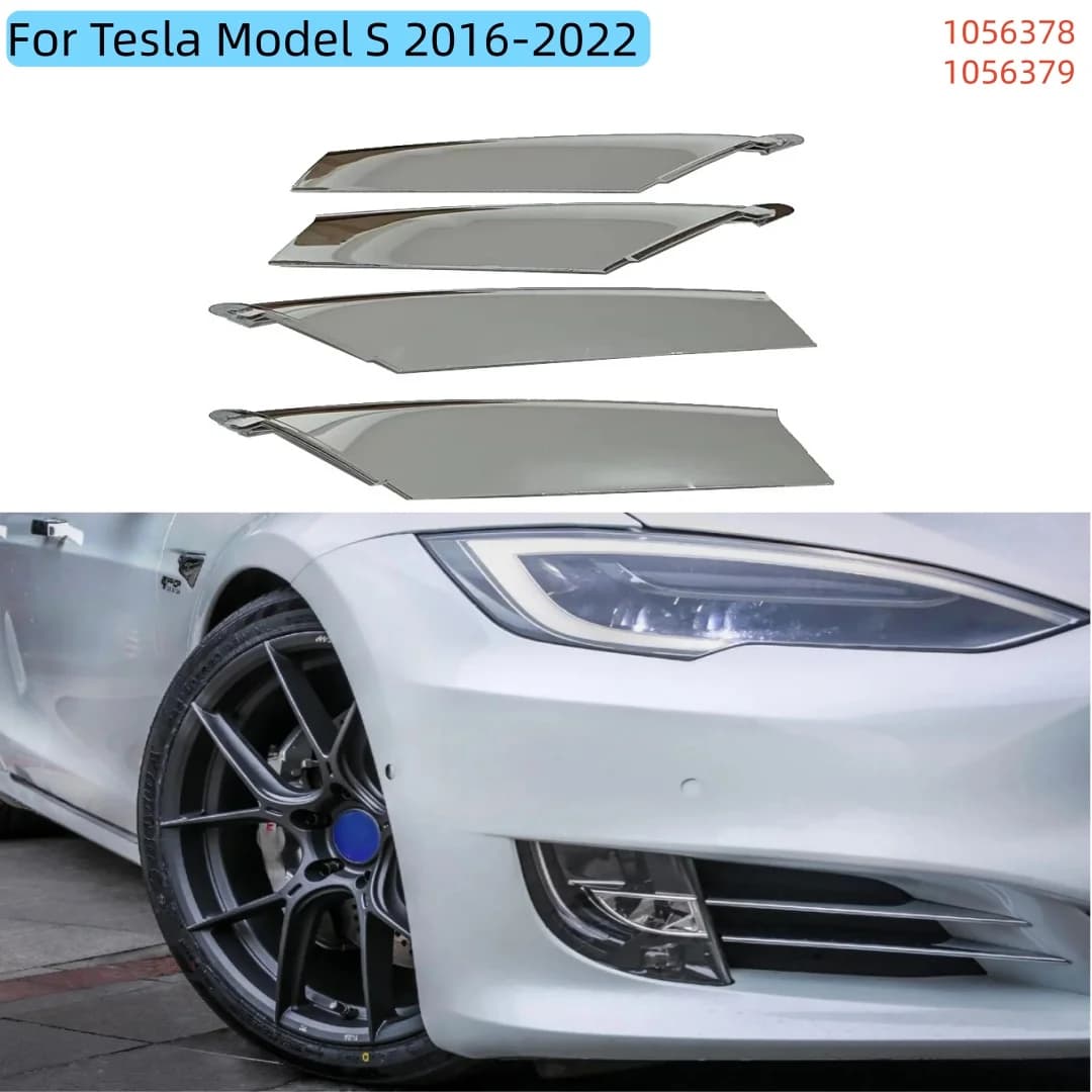 Front Bumper Fog Light Chrome Trim Molding For Tesla Model S 2016-2022 1056378 1056379 Frame Plated Trim Strip Auto Replacement
