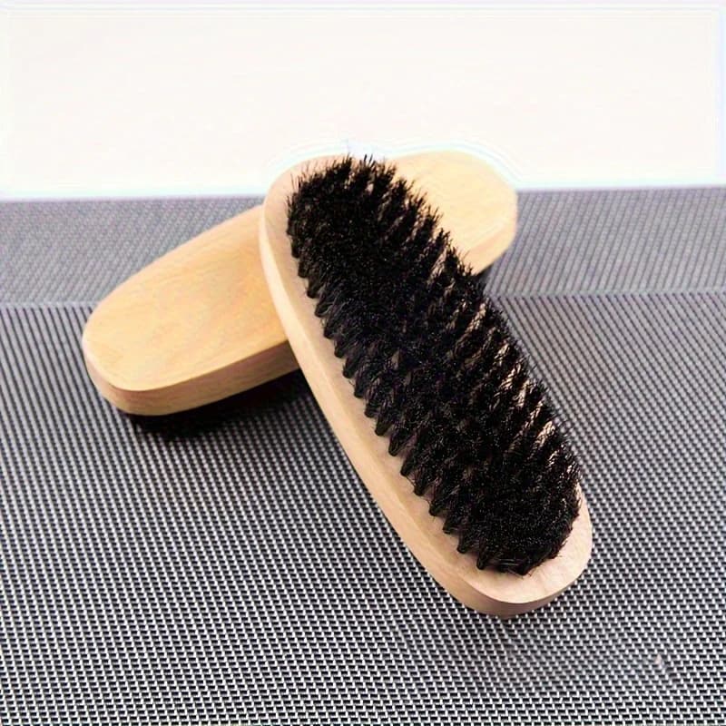 Spazzola ovale in pelo di maiale nero, spazzola per lucidatura, spazzola professionale per la pulizia e la cura delle scarpe in pelle