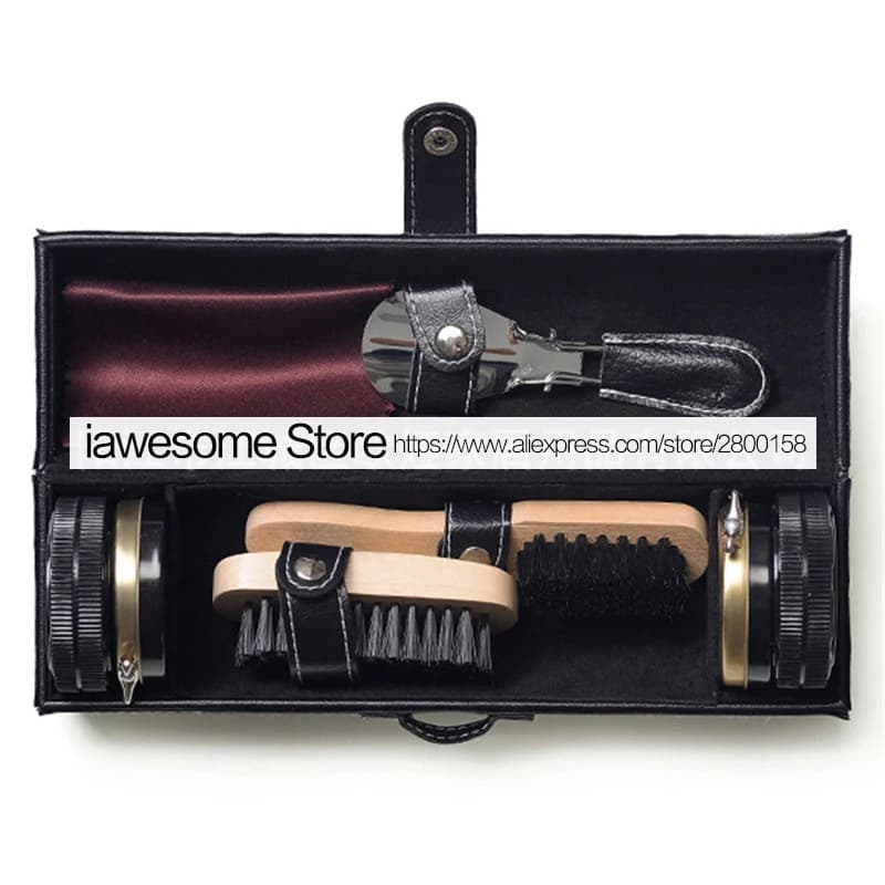 Nuovo kit professionale per la cura delle scarpe portatile per scarpe in pelle stivali scarpe da ginnastica set di pulizia spazzola per lucidatura strumento per lucidare la lucentezza del corno