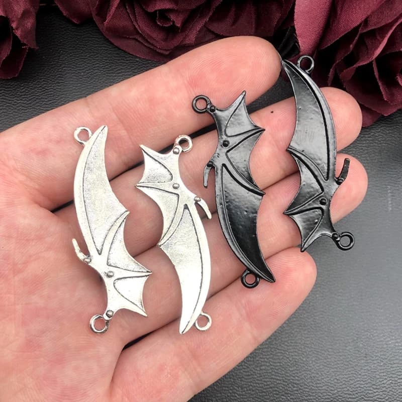 5 pcs Gothic Punk Embossed Vampire Bat Wings DIY Handmade Necklace Earrings Bracelet Accessories 48*17