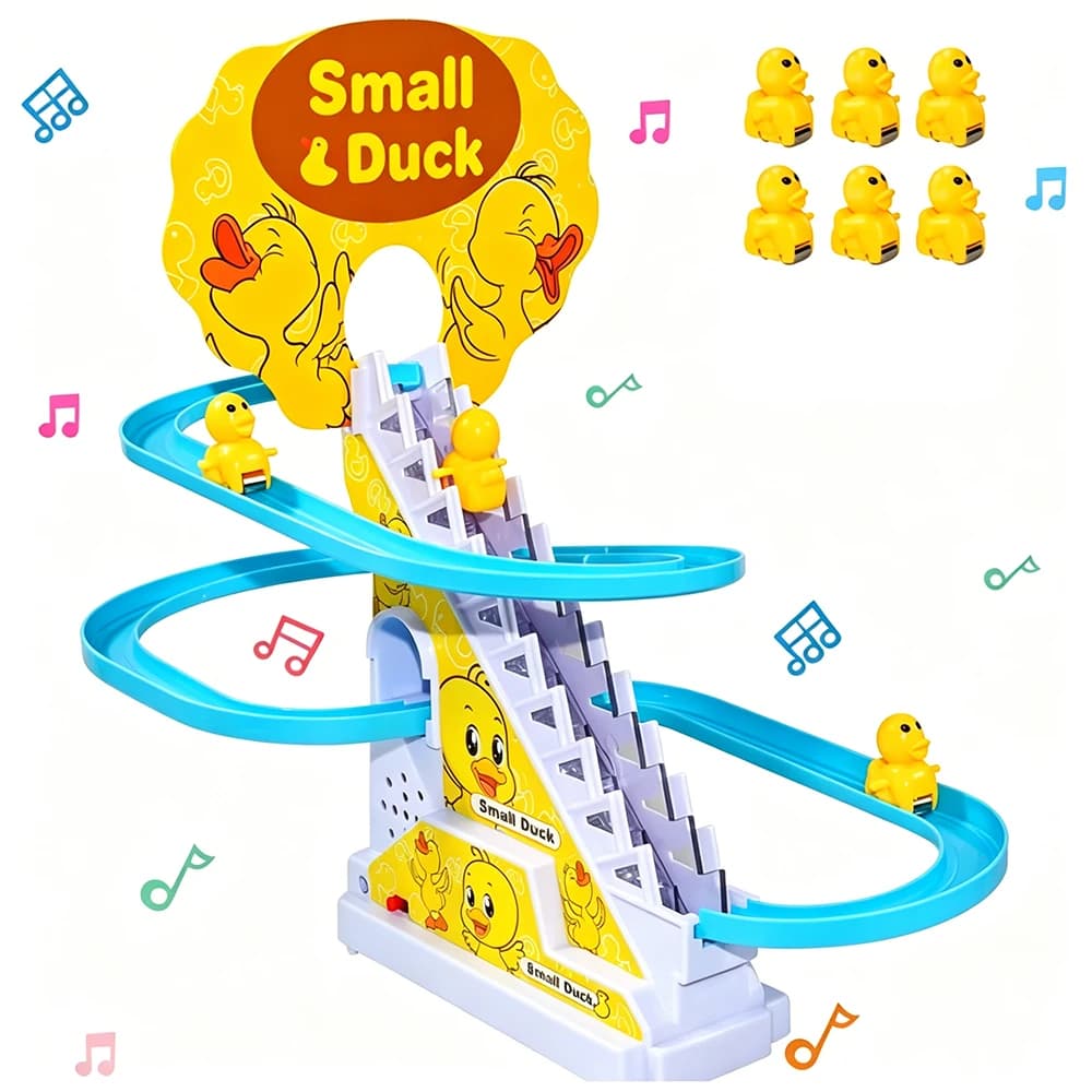 Popular Overseas Automatic Climbing Duck Track Toy 3+ with Electric Automatic Stair Slide Roller Coaster, Dynamic Music, Colorful Flashing Lights, Cartoon Duck Sensory Educational Toy for Toddlers, Parent-Child Stress-Relief Interactive Game Toy, Automatic Sliding Duck Game Toy, Indoor Tabletop Game, Safe and Odorless Abs Plastic, Concentration Training, Visual Sensory Stimulation, Automatic Climbing Stairs, Dual Sound and Light Effects, Multi-Layer Loop Track, Birthday Gift, Holiday Gift