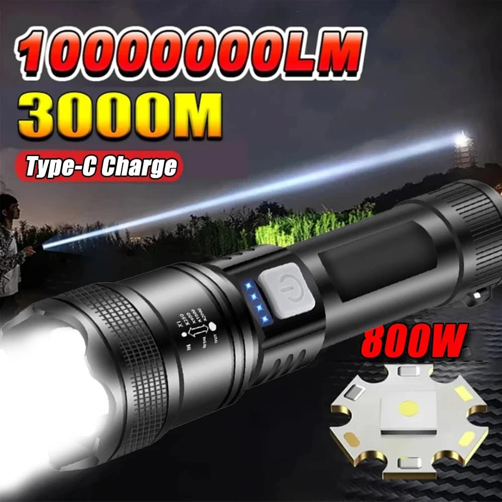 Torcia P70 ad alta potenza integrata con batteria 26650 Torcia telescopica ricaricabile USB con zoom con fanale posteriore per escursionismo in campeggio