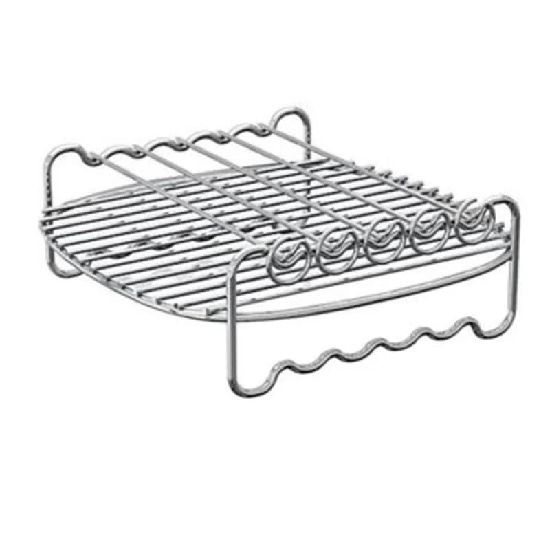 Grande vendita Rack per Airfryer Friggitrice ad aria domestica Friggitrice ad aria a doppio strato Griglia per barbecue Forniture per barbecue Rotondo a cinque aghi