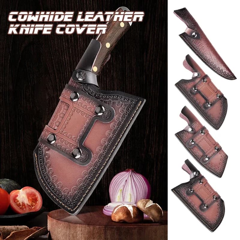 Fodero in Vera Pelle per Coltelli da Cucina di Lusso, Custodia Portatile per Coltelli, Protezione in Pelle Bovina, Accessorio da Cucina