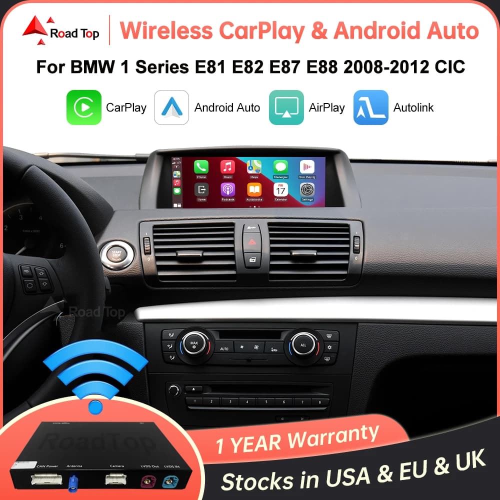 Wireless CarPlay For BMW CIC System 1 Series E81 E82 E87 E88 2008-2012 with Android Auto Mirror Link AirPlay Car Play navigation