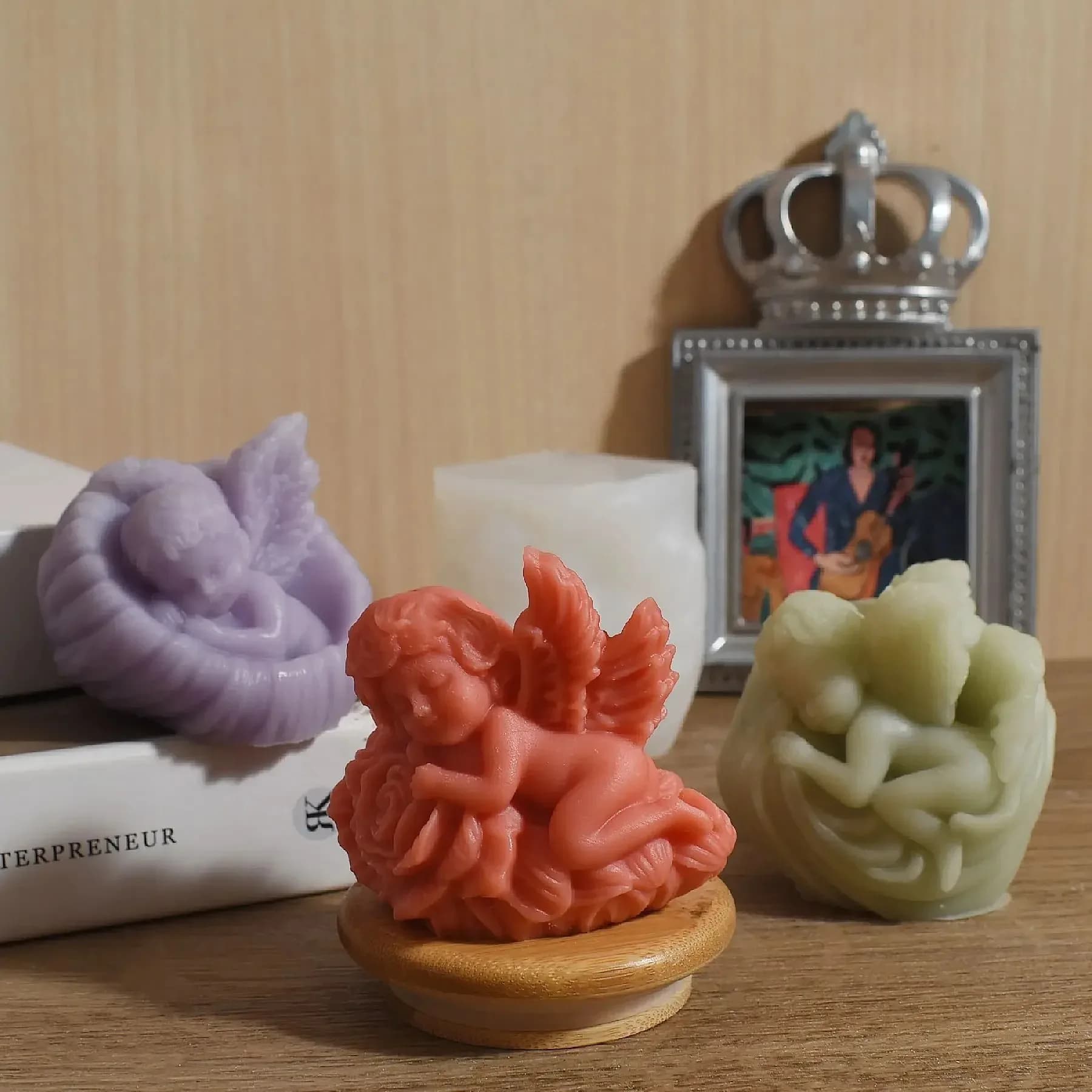 Stampo in silicone 3D a forma di rosa con ali d'angelo per candele aromatiche, gesso e resina - Modello bambino che dorme (2026)
