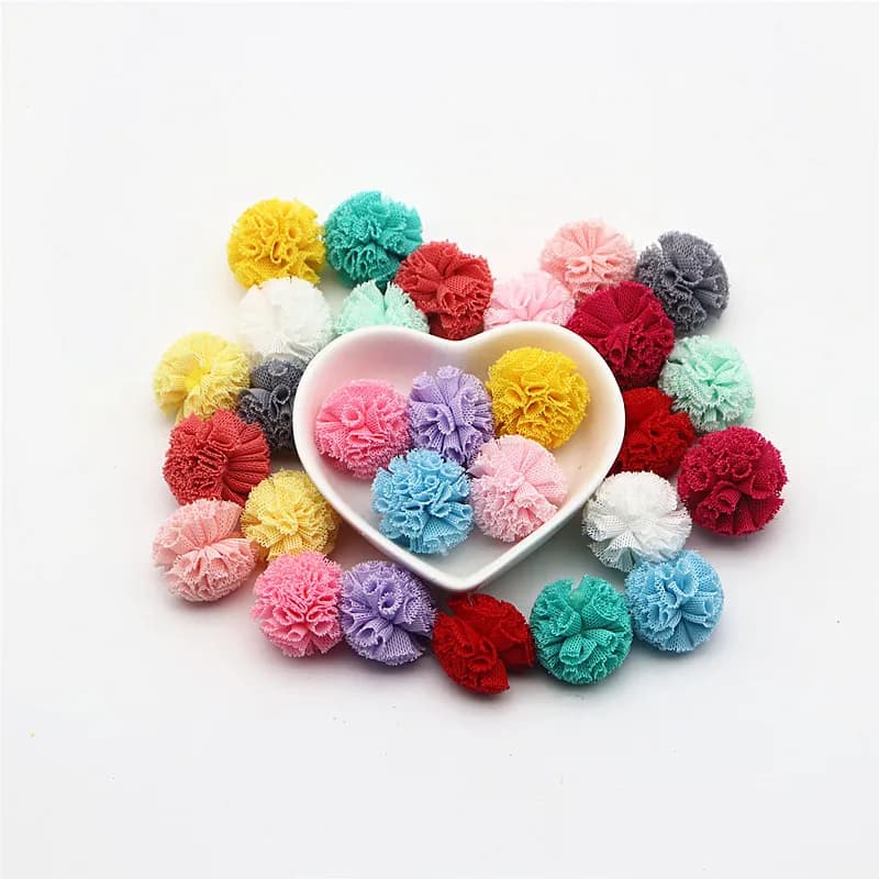 24-48 Pezzi 25 Millimetri Filato Netto Palla Fiore Elastico FAI DA TE Del Merletto Mestiere Tennis Ciondolo Tornante Decorazione di Gioielli Che Fanno Accessori