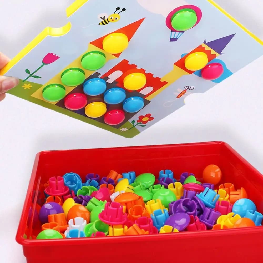 Animale del fumetto Fungo Nail Puzzle 3D FAI DA TE Jigsaw Board Apprendimento creativo Cognizione Puzzle di corrispondenza dei colori Regalo dei bambini