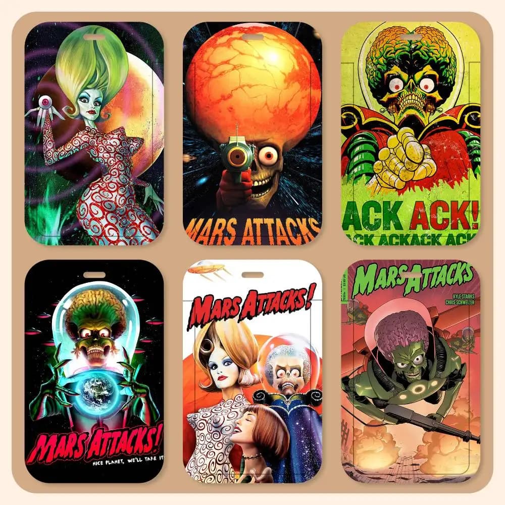 Porta badge Mars Attacks con cordino da collo, portachiavi e custodia per credenziali da lavoro - Regalo