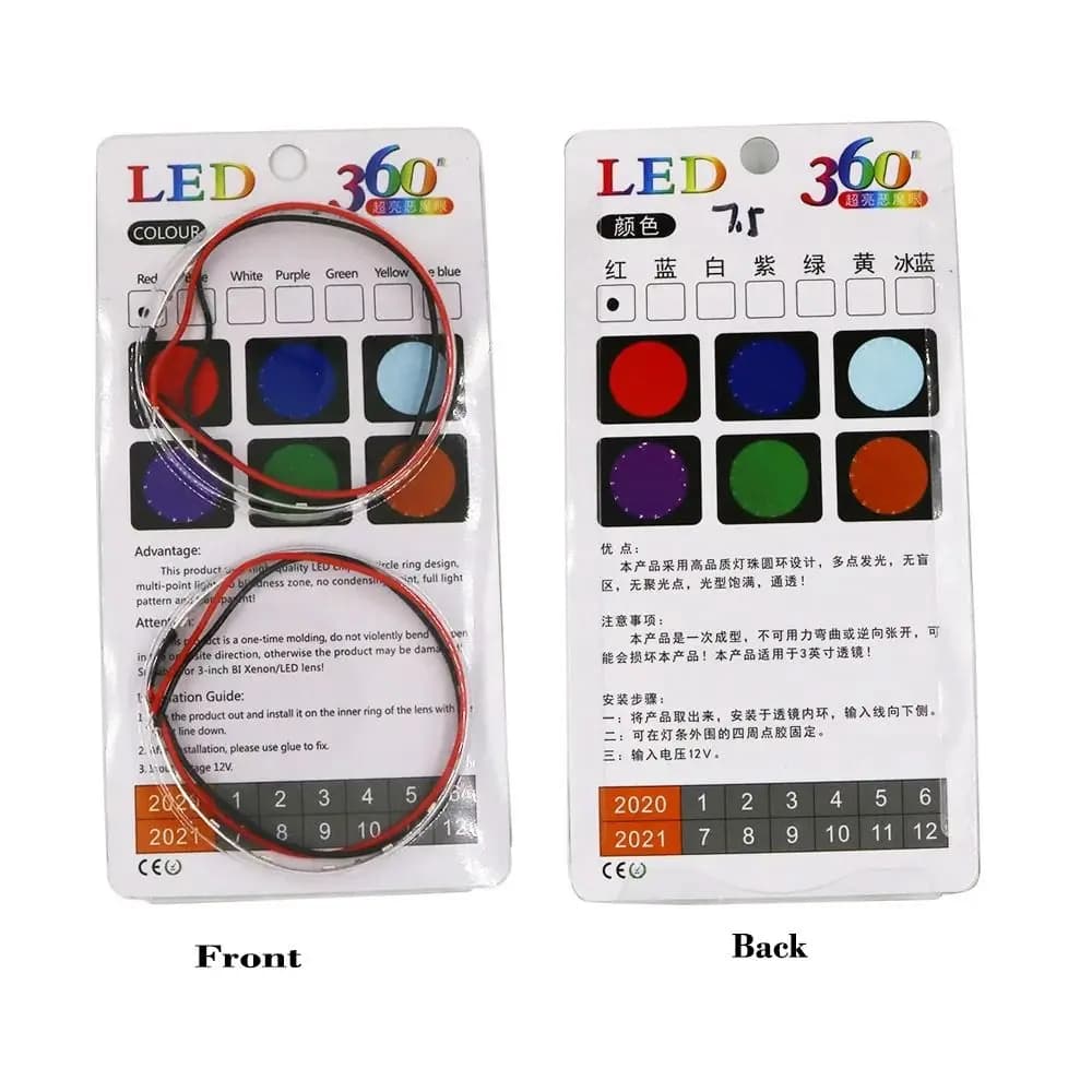 Set di 2 Luci a 360 Gradi per Auto e Moto, Fari Modificati Super Luminosi con Occhi del Demonio, Anelli Luminosi Colorati 12V