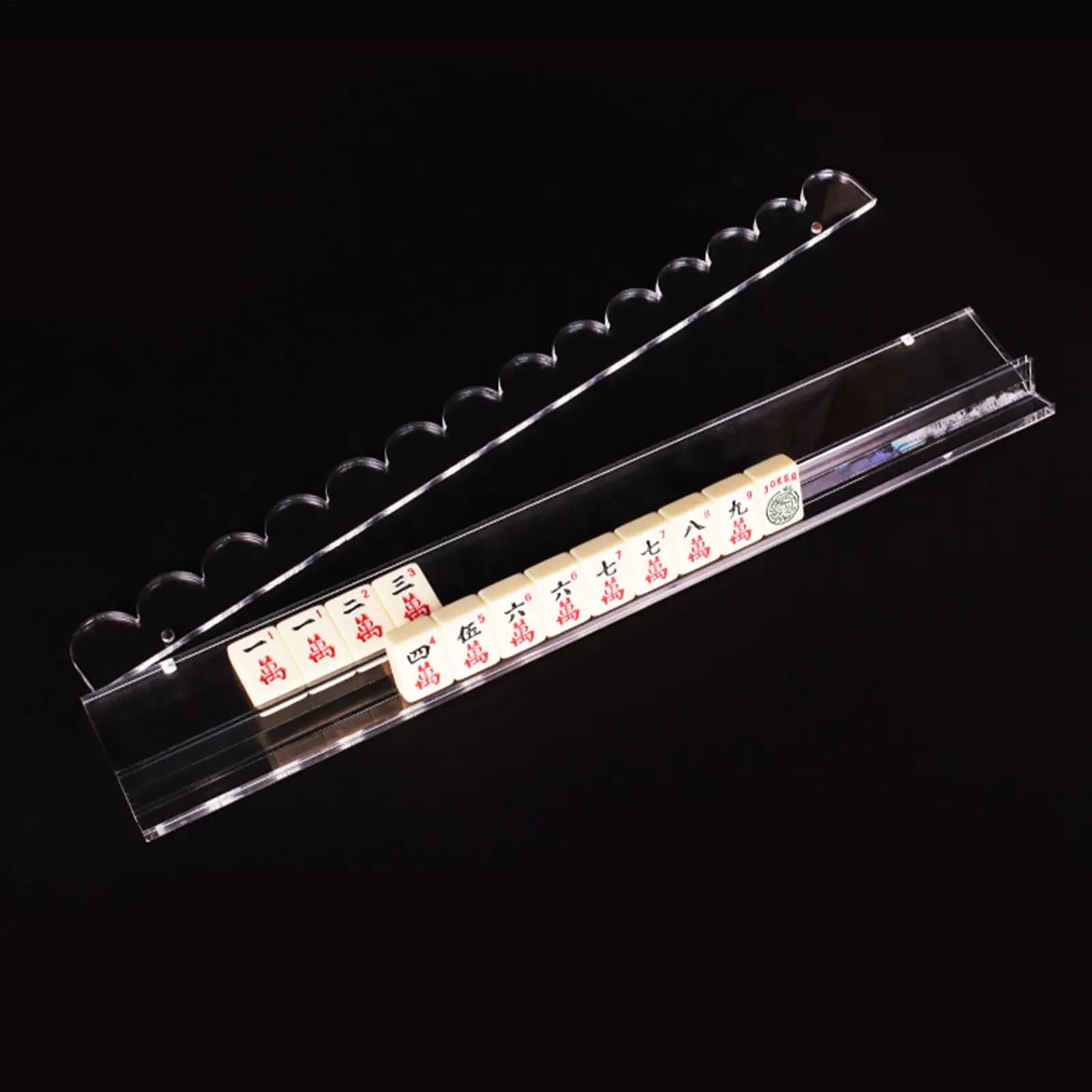 Acrylic Transparent Mahjong Rack with Magnetic Pusher 3-in1 Mahjong Tile Pusher & Organizer Quick Setup for Home Use