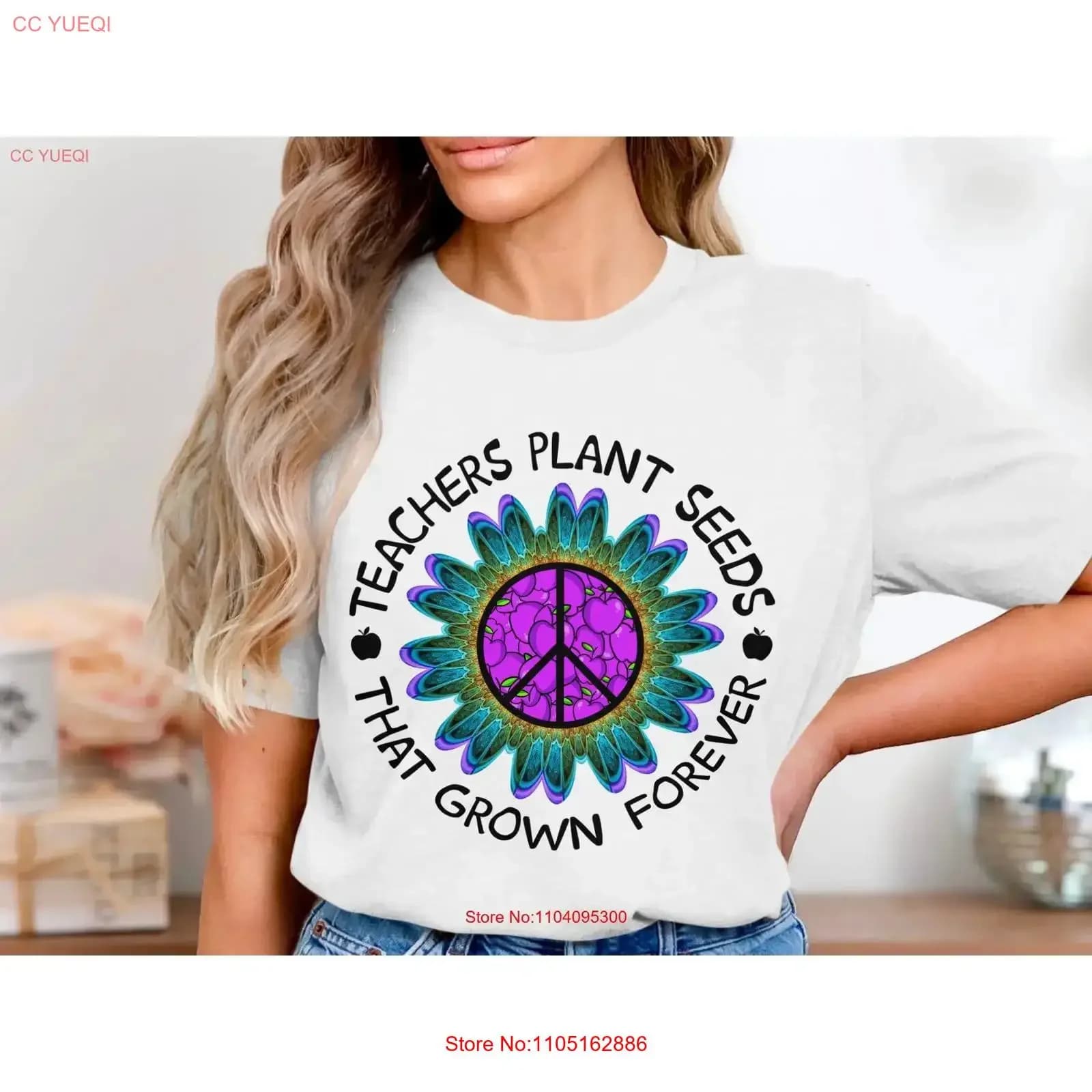 Plant seeds for teachers who create forever T-shirt Peace sign Flower Inspirational Teacher GIFT Educational clothing vintage washed