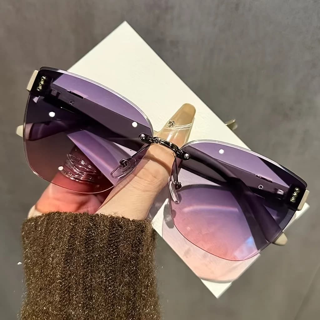 Women's Frameless Cat's Eye Fashion Glasses - Fashion Daily and formal settings, simple line design - Trendy women's ideal gift, elegant details