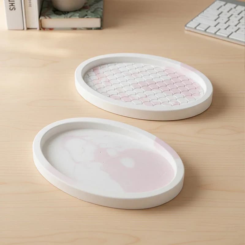 Stampo in silicone per vassoio ovale, per resina fai da te, vassoio ovale, contenitore portaoggetti, stampi per sottobicchieri in resina, stampo per piatti in gesso e cemento per gioielli