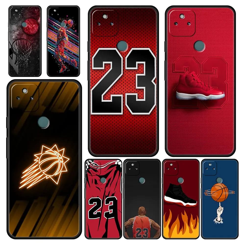 Cover per Telefono Google Pixel 10 9 8 7 6 9A 8A 7A 6A Pro, Custodia Antiurto in TPU Morbido, Design Basket Sportivo