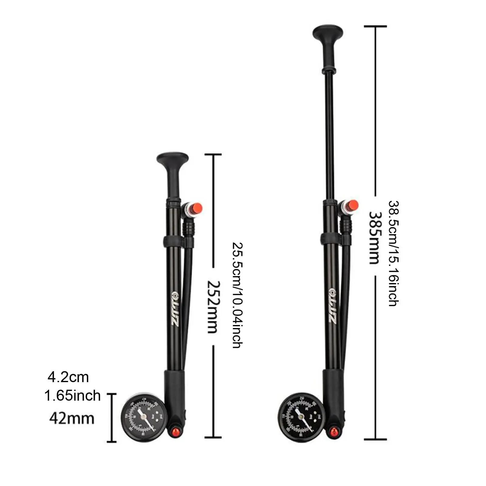 Bicycle Fork Shock Pump 300 PSI Hose Compact Mini Pump Air Inflator with Pressure Gauge for Kids Bike
