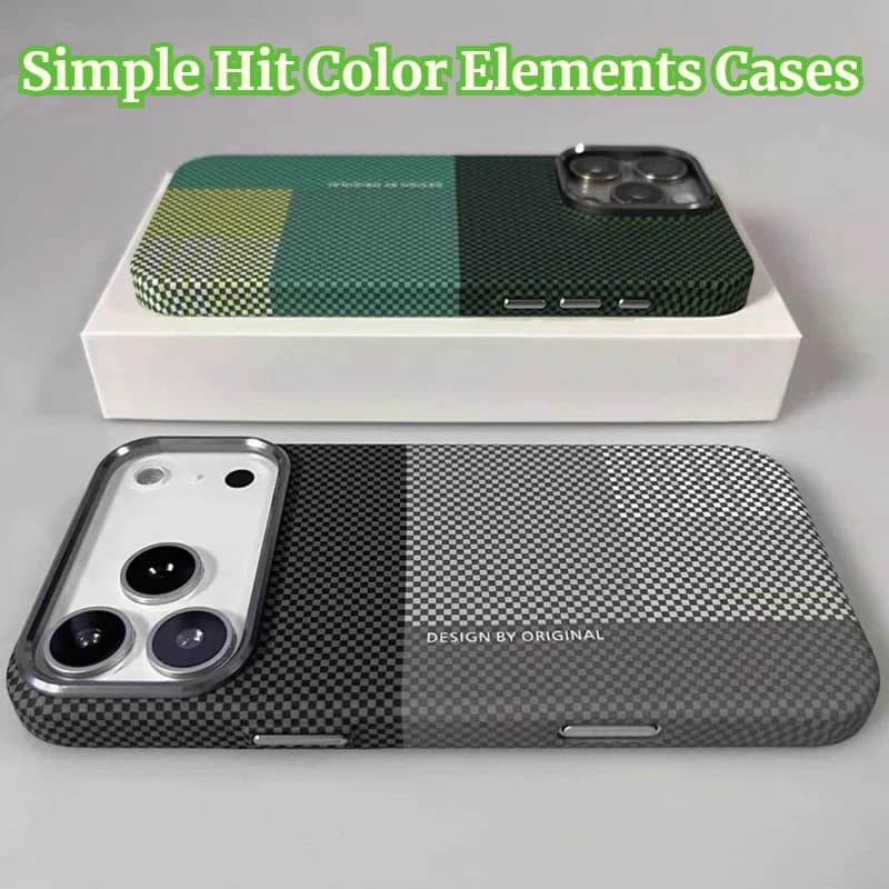 Custodia per telefono con texture a griglia magnetica nascosta di lusso per IPhone 17 16E 15 14 Pro Max Bottoni per lenti in metallo Sottile e rigido Proteggi la copertura