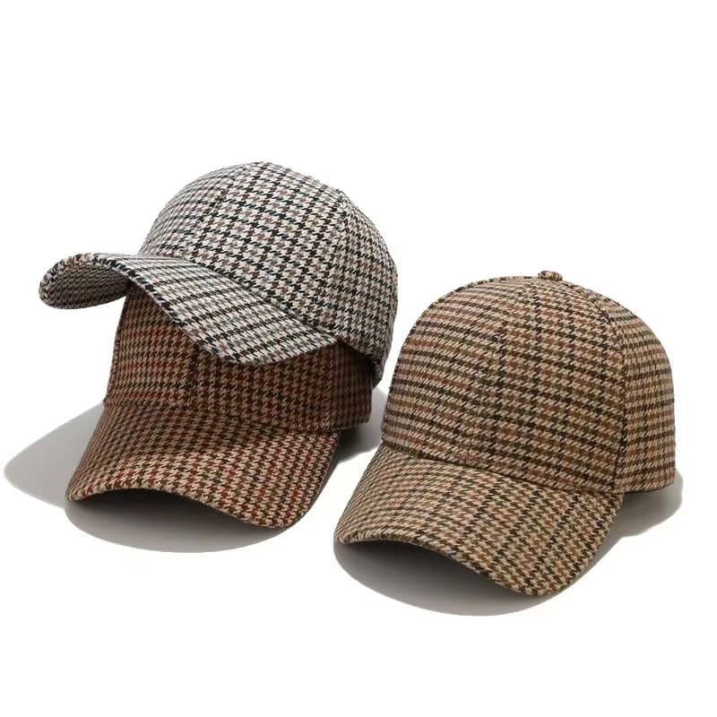 2025 Caps Brown Houndstooth Baseball for Men Summer British Style Plaid Women Cap Brand Bone Trucker Hat Casquette Homme