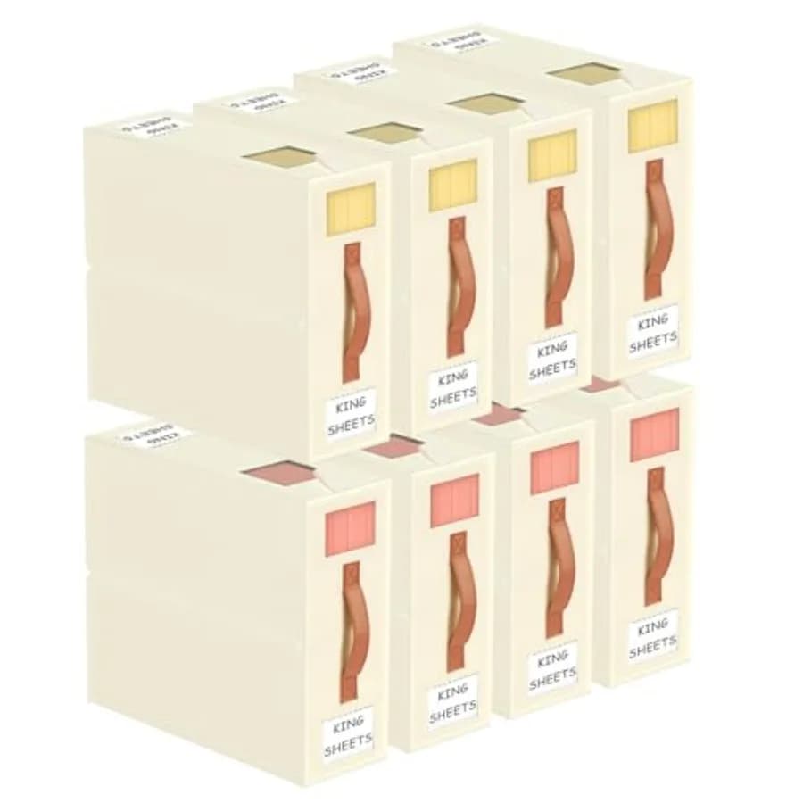 Organizzatori e Contenitori per Lenzuola - Set da 8 per Letto Queen o King Size, Scatola Pieghevole per Set Copripiumino, Organizzatore per Armadio Biancheria da Letto