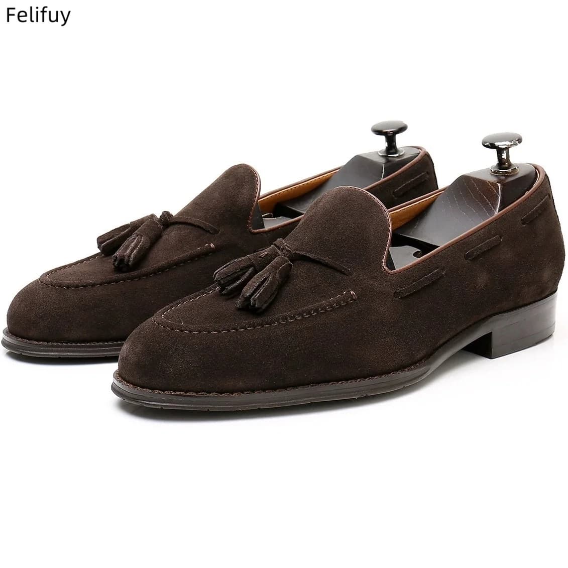 Mocassini da Uomo in Pelle Scamosciata con Nappe, Scarpe Casual Eleganti in Vera Pelle, Scarpe da Festa con Frange, Zapatos da Uomo