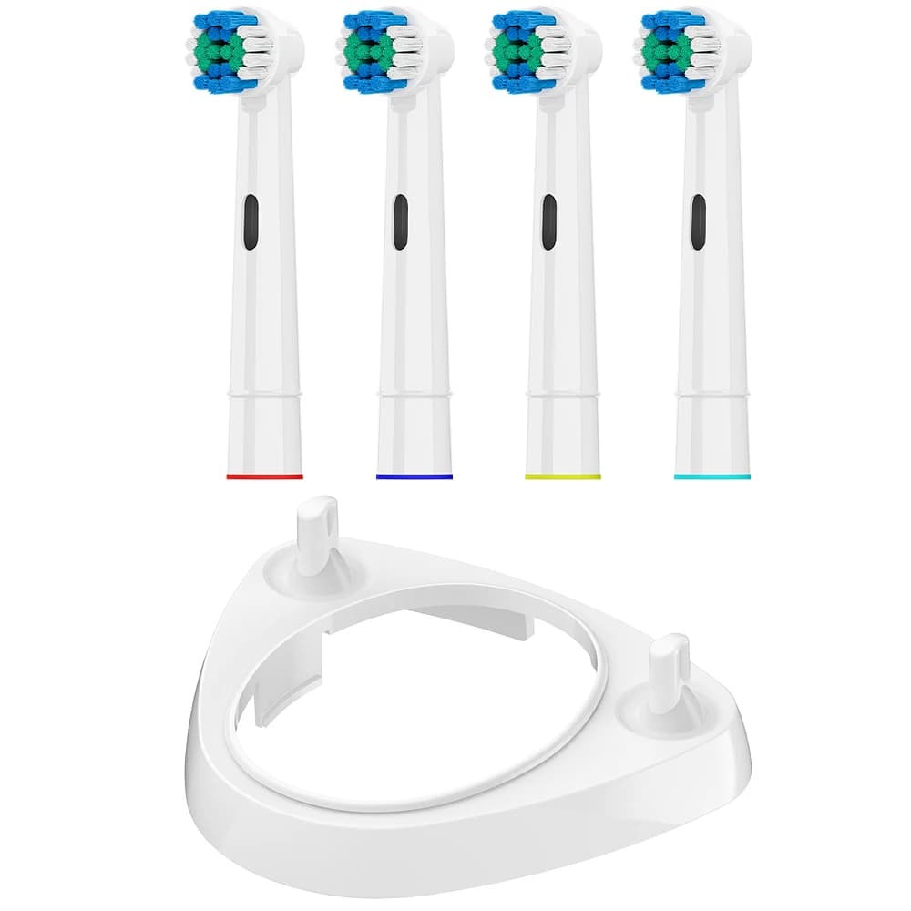 Confezione da 4 testine di ricambio per spazzolino e supporto per testine per spazzolino, compatibili con spazzolini elettrici Oral B, per 1000 500 8000