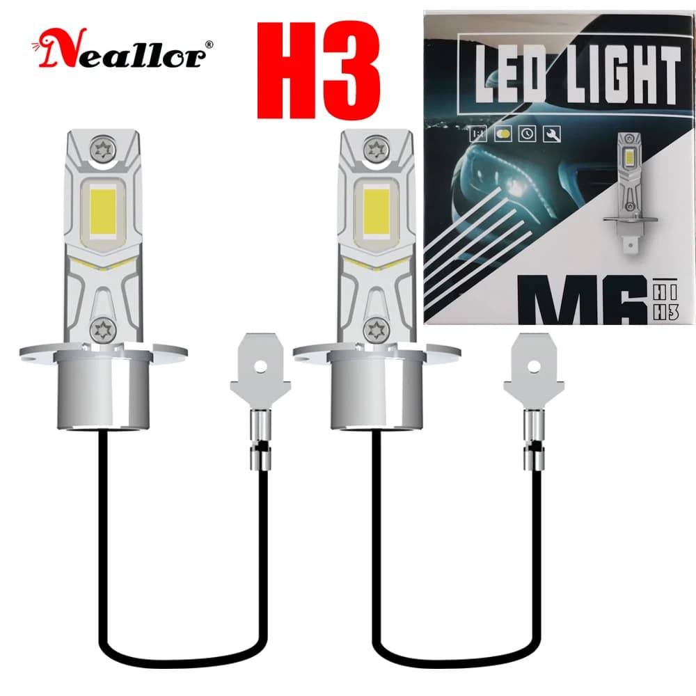 2 Pezzi H3 PK22s Lampada LED per Fendinebbia ad Alta Potenza, Fari per Veicoli, Lampadine per Moto Super Luminose 12V, Diodi Turbo Bianchi per Auto Senza Adattatore
