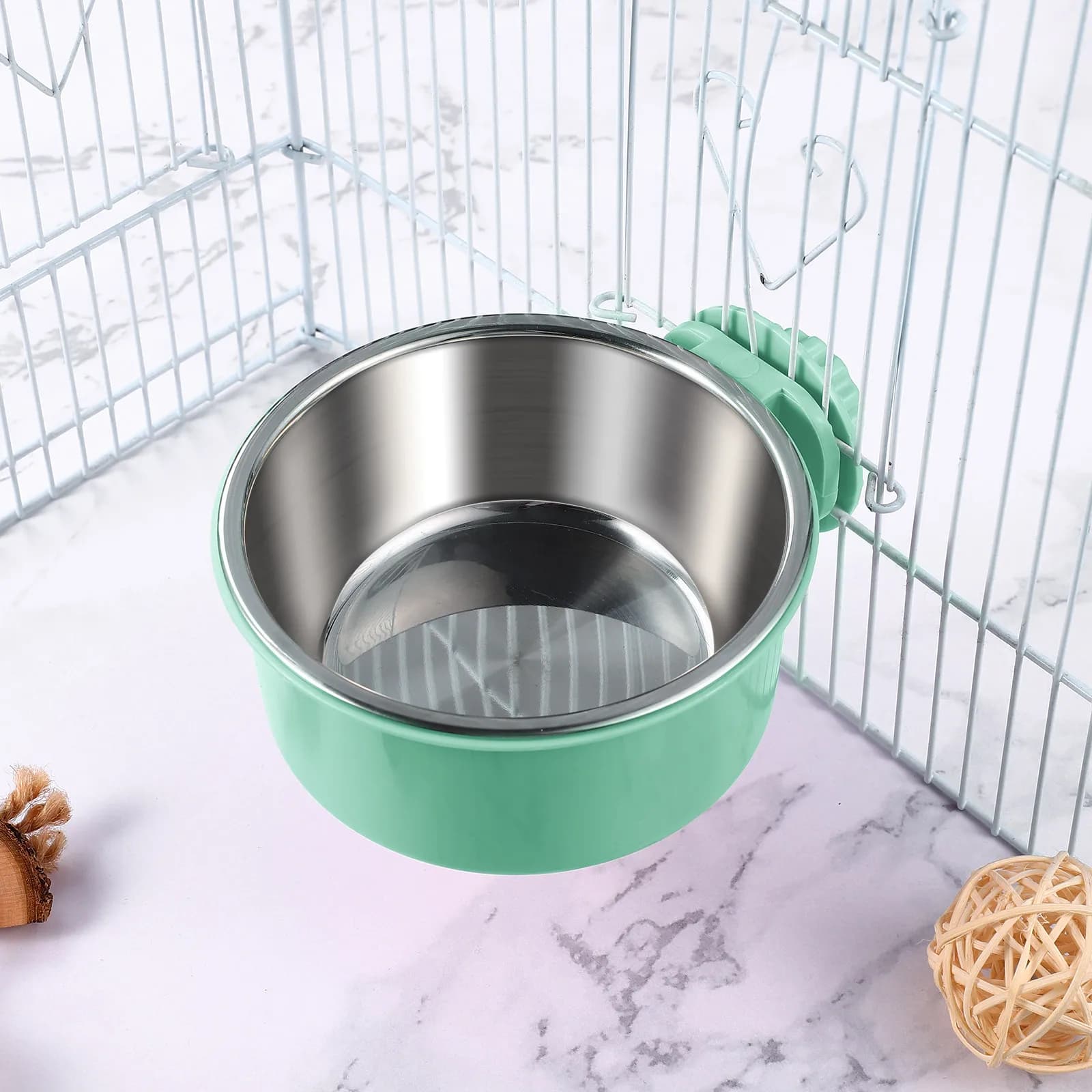 Ciotola Sospesa per Animali Domestici in Acciaio Inossidabile, Rimovibile, per Cibo e Acqua, per Cani, Gatti, Conigli, Anti-Rovesciamento, Design Stabile con Manopola a Vite