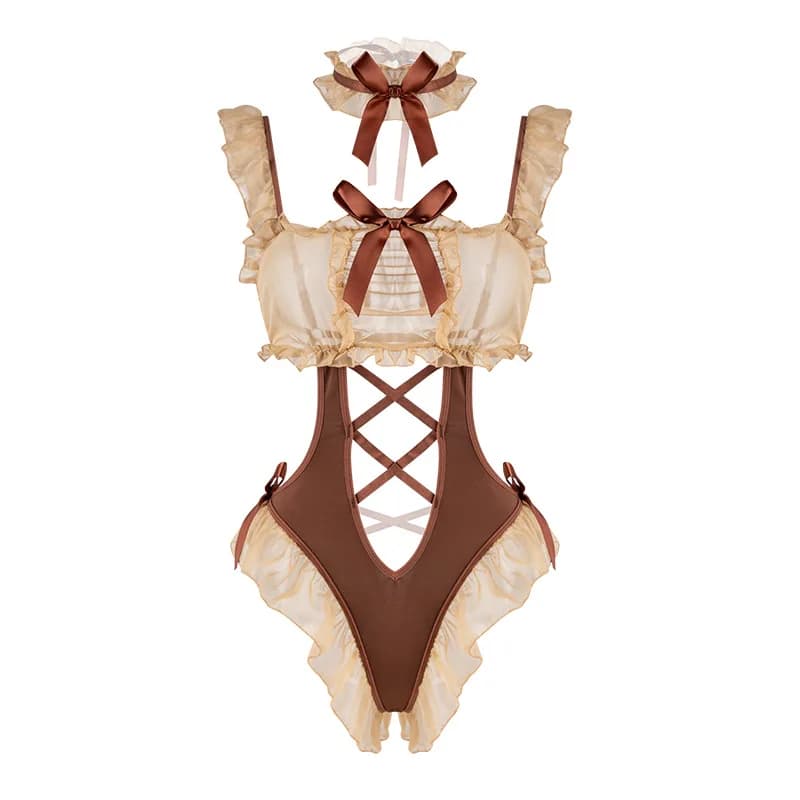 New Fashion Stylish Women's Sexy Cosplay Bear Lingerie Underwear Halloween Party Erotic Open Crotcht Roleplay SM Bodysuit