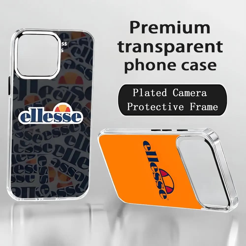 e-ellesse logo Phone Case For iPhone17 air 16 15 14 13 12 11 Pro Max Plus Chrome Button Camera Ring Transparent