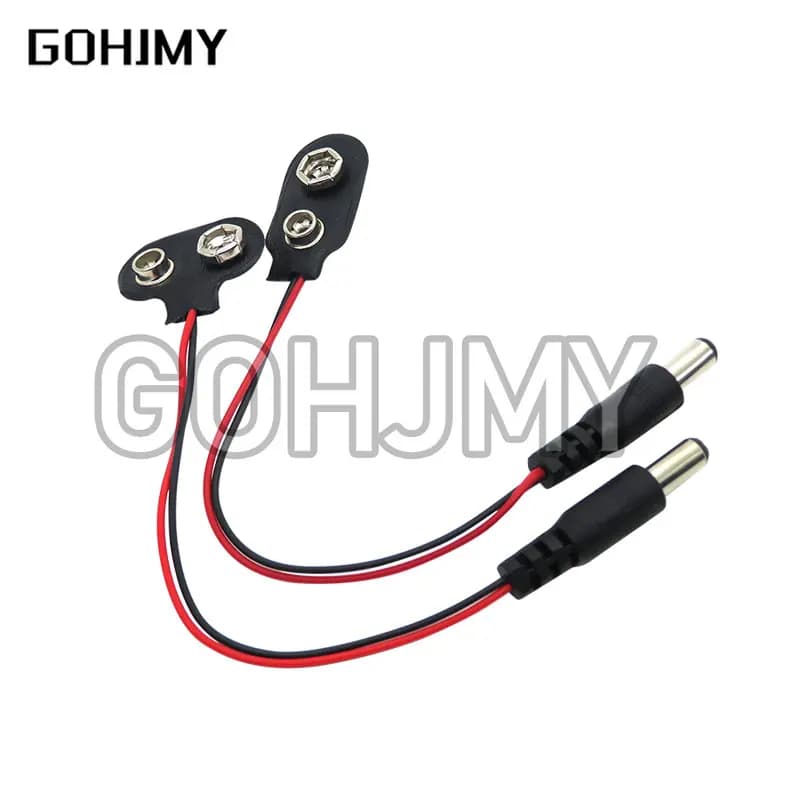 10 pcs DC 9 V Battery Button Battery Power Cable Buckle Disposable Power Supply Cable DC Connector 5.5*2.1 Per Arduino Fai Da Te