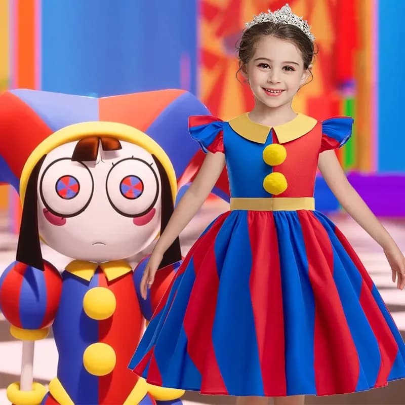 2025 Nuovo Cosplay L'incredibile Circo Digitale Pomni Costume Cosplay Bambini Guanti Carini Abiti Abiti Per Bambini Halloween Cartoon Circo