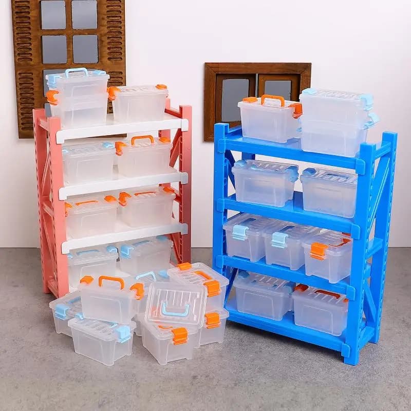 Scaffali Multi-livello in Miniatura 1:12 per Casa delle Bambole, Arredamento per Scenari di Magazzino, Modellini per Casa, Accessori per Casa delle Bambole