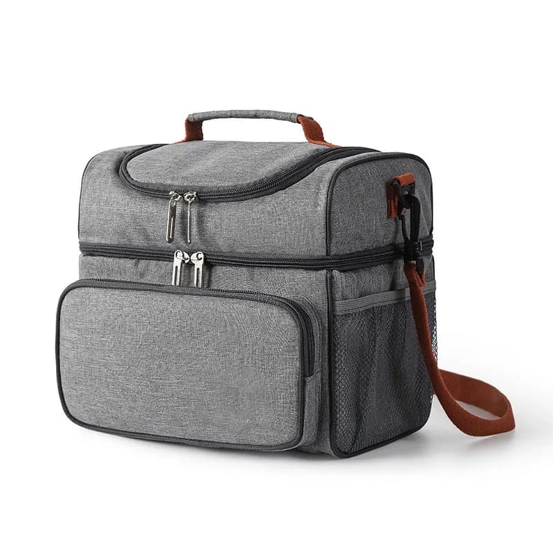 Borsa per il pranzo, portapranzo isolata a doppio strato, grande borsa refrigerata con tracolla staccabile, preparazione pasto caldo aperto