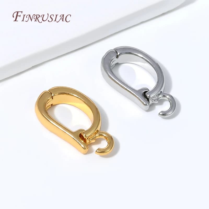 18K Gold Plated Enhancer Bail Clasp,D Shape Openable Pendant Connector For Jewelry Making Findings DIY Bracelet Accessories