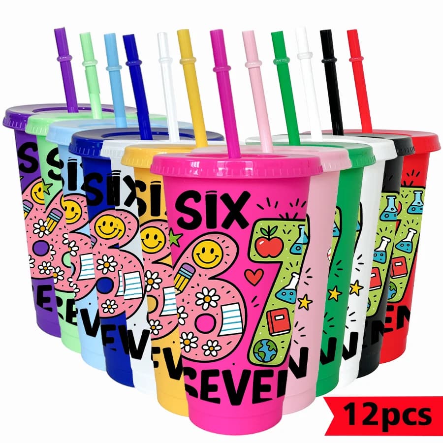 12Pcs/lot 67 Series Apple Flowers 26oz Colorful Plastic Tumbler Birthday Party Drinkware Homecoming Water Cup