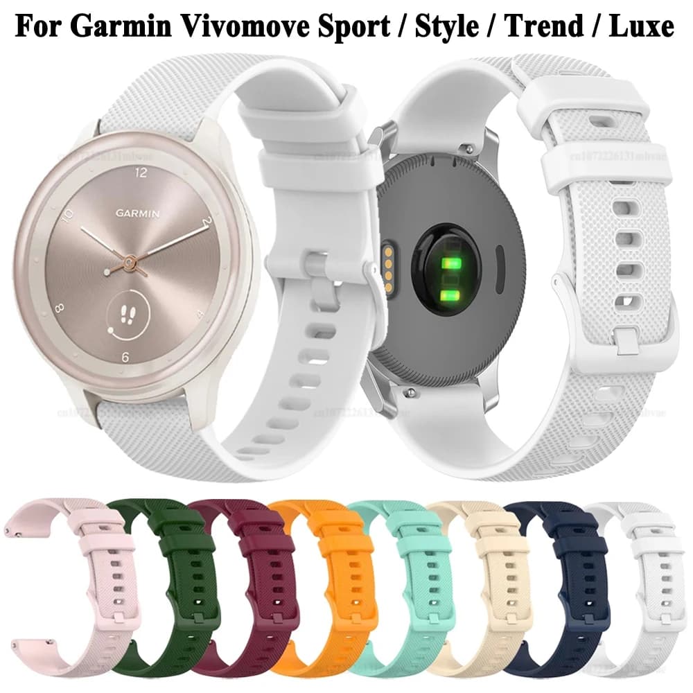 Cinturino in silicone da 20 mm per Garmin Vivomove Sport Trend Style Luxe HR cinturino per orologio da polso per Garmin Vivomove Series