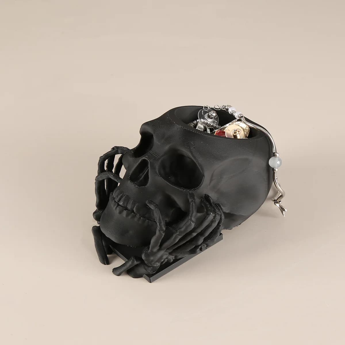 1 piece dark style teaspoon jewelry box with hands on the cheeks, 3D printed handicrafts, creative shops of small items, suitable for