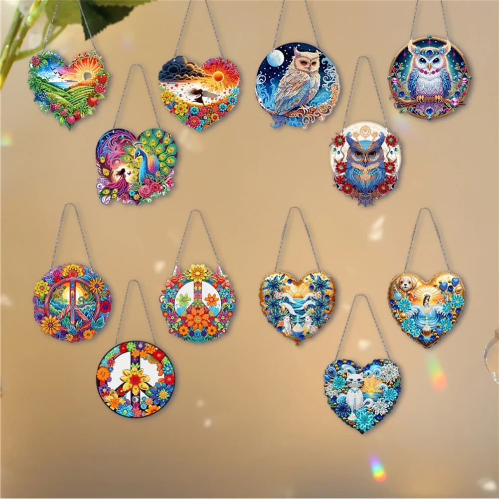 Kit Fai da Te per Ciondoli con Diamanti e Strass, Tema Ragazza con Pavone al Naso di Giorno, per Pittura Diamante e Artigianato Artistico