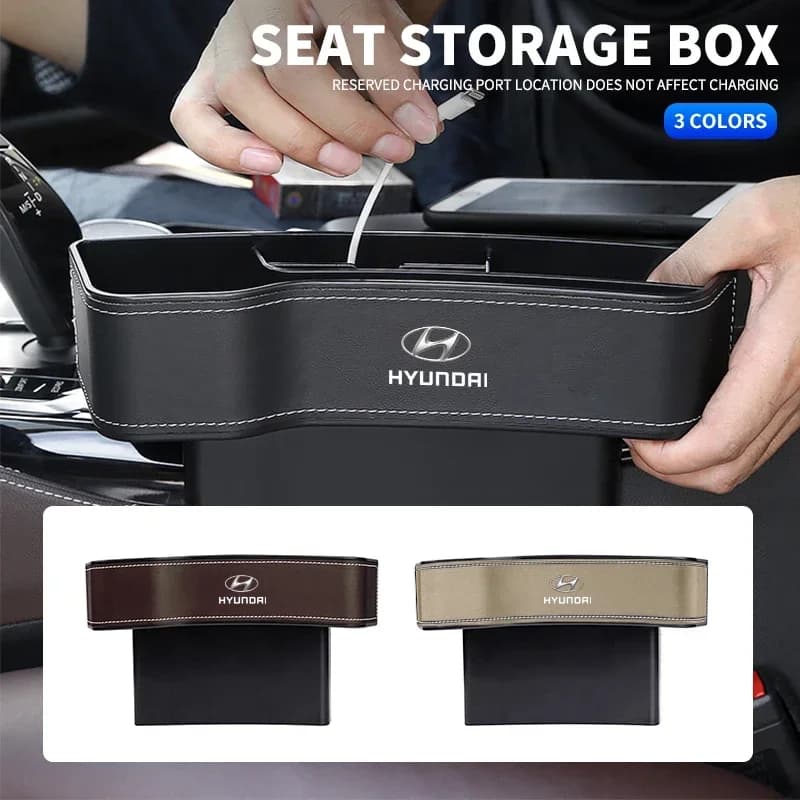 PU Leather Car Seat Gap Box Interior Seat Side Organizer For Hyundai I30 Ix35 Sonata Ix20 Solaris I40 Azera Santafe Accessories
