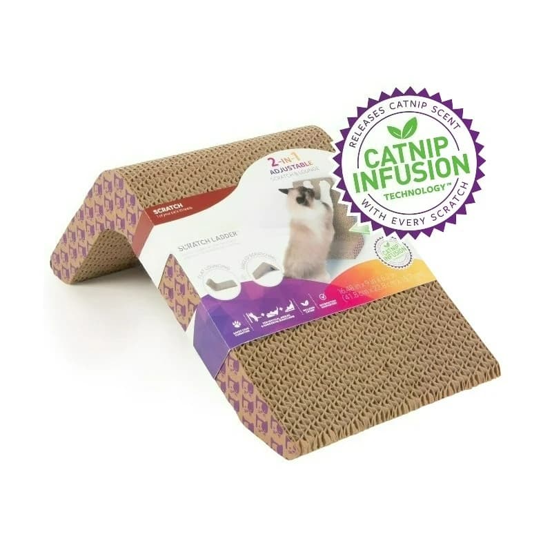 Scratching Post Angolato in Cartone Ondulato per Gatti e Gattini, con Tecnologia Infusione Catnip, Materiale Riciclato